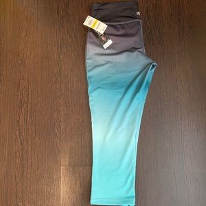 Ideology Black & Teal Ombré Ankle Leggings NWT